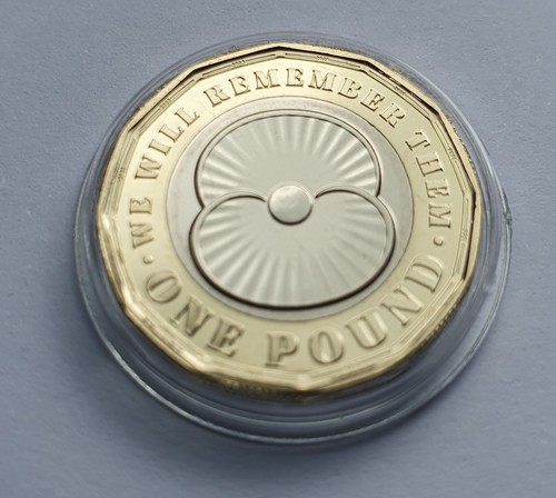 2025 Jersey, The Poppy Remembrance £1 One Pound Brilliant Uncirculated Coin Mint - Picture 2 of 3