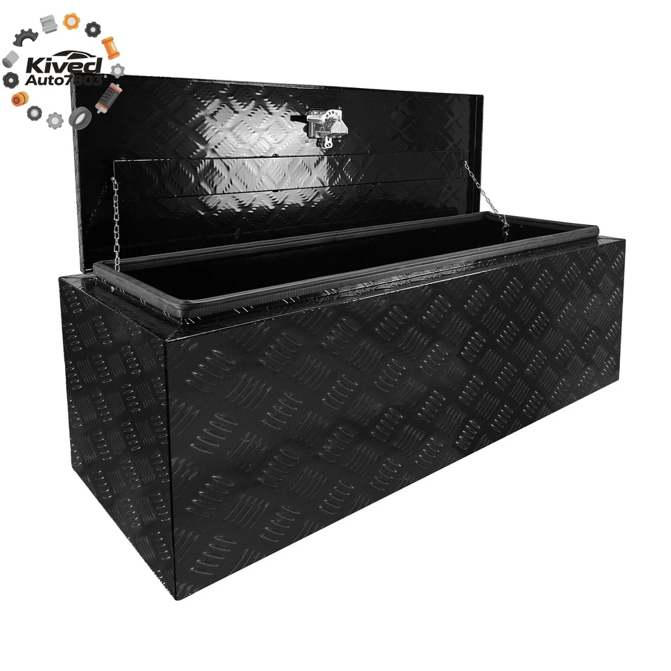 Aluminum 48" × 17" × 18" Underbody Black Tool Box Truck Trailer RV Toolbox - Image 3 of 4