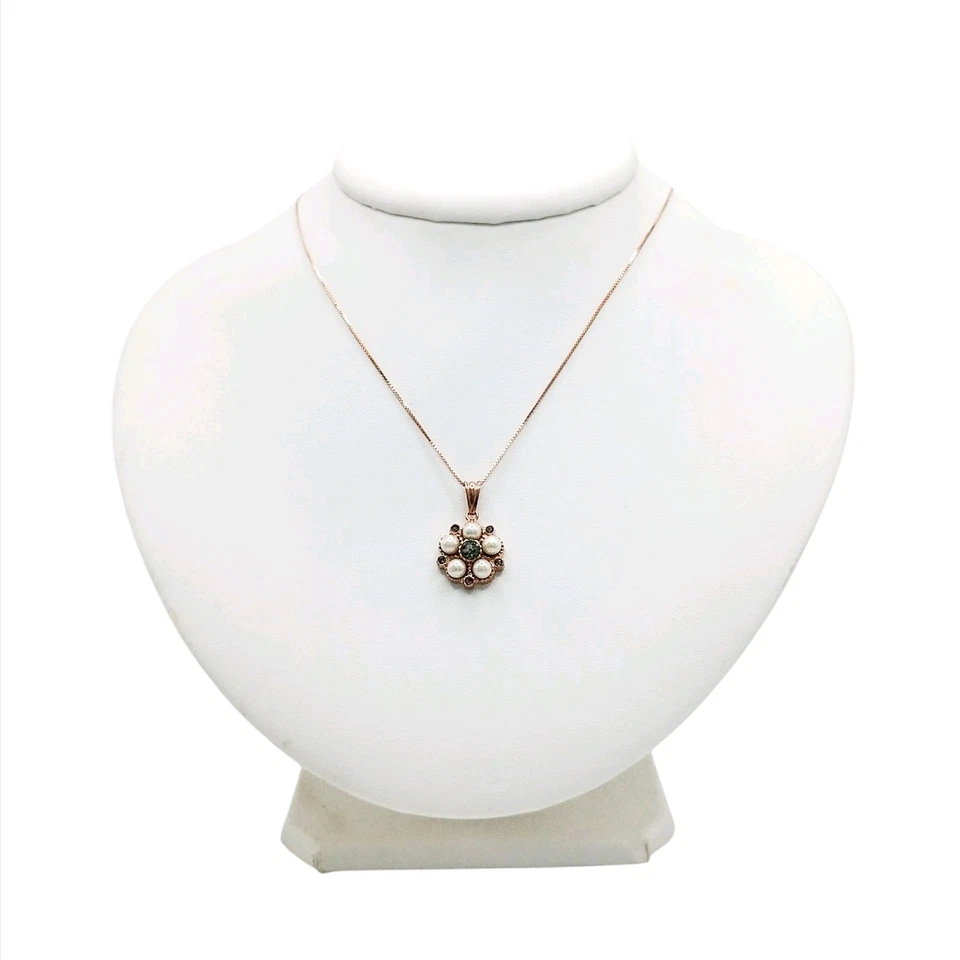 Pendente Argento 925 Rosa Teorema Vicenza con Perle Naturali e Quarzo Fumè - Immagine 4 di 4