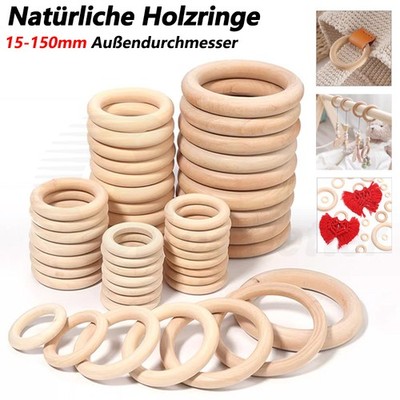Holzringe Natur Farblos Ø15-150mm für Schmuck Makramee Macramé Basteln Deko DIY