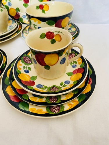 Antique Adams Titian-Ware - Hand Painted Tea Set - Plates Cups Jug Bowl - 1920s - Picture 4 of 12