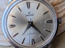Reloj Enicar Ultrasónico SS Años 60 De Colección con Corona Firmada, A-R 1120 Mvmt, Funciona RÁPIDO