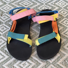 Teva Original Universal Kids Multicolor Strappy Hook  Loop Sandals Size 4