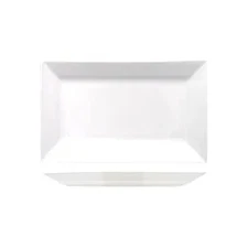 Elite Bright White 14" x 7" Porcelain Wide Rim Platter