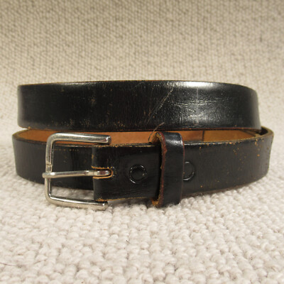 Herren Ledergürtel 36 groß schwarz schmal ölgegerbt Top Grain USA Vintage Patina