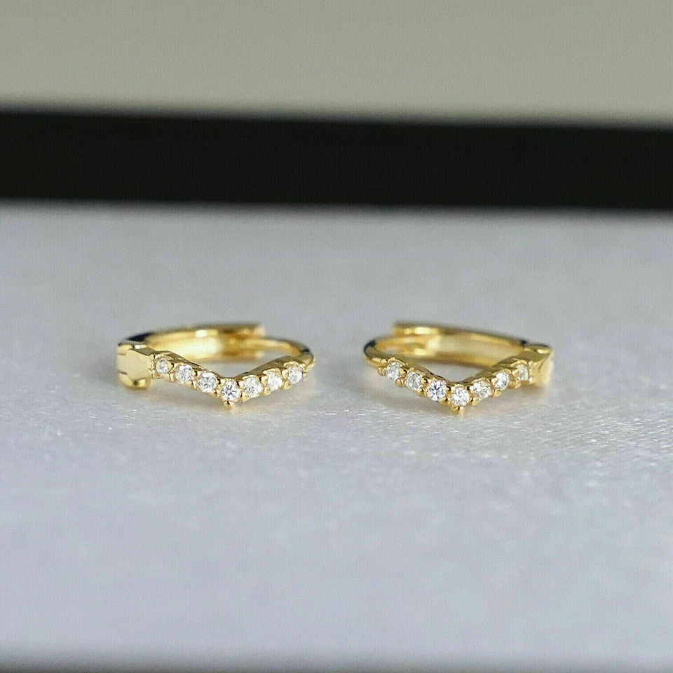 Argento Sterling 8mm Cerchio Pavé Zirconia Cubica Semplice Forcella Stretto Lobo - Immagine 2 di 4