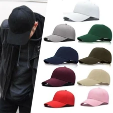 New Baseball Caps Plain Hook-N-Loop Adjustable Sun Solid Color Blank Army Hat
