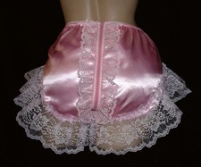 Nel-Jen Adult Sissy SATIN Full Cut Panties Cross Dresser Zipper Open Back Lace