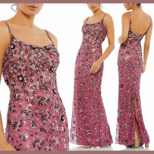 NWT Mac Duggal [ 16 ] 5477 Floral Embellished Scoop Neck Gown in Raspberry G1263