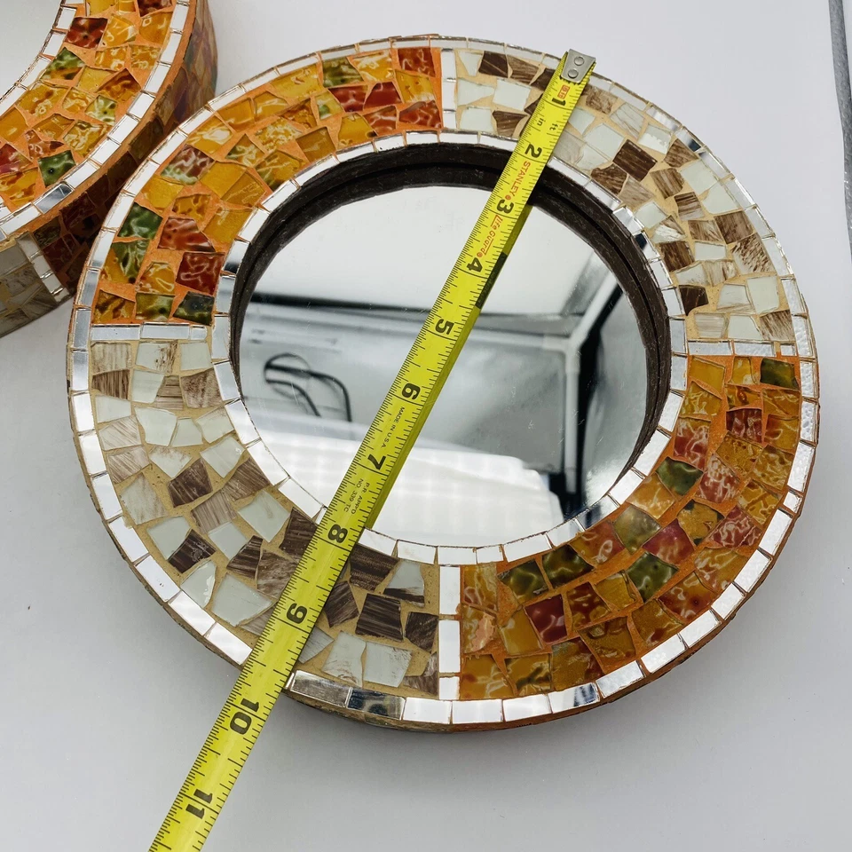 Juego de 2 espejos de mosaico 3d naranja marrón  Foto 3 de 4