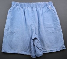 Women Vintage Chic High Rise Elastic Waistband Jean Shorts USA Made Sz 20 32x7