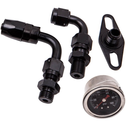 Adjustable Fuel Pressure Regulator Kit W/ 100 PSI Guage AN6 Fitting Black New - Imagen 10 de 12