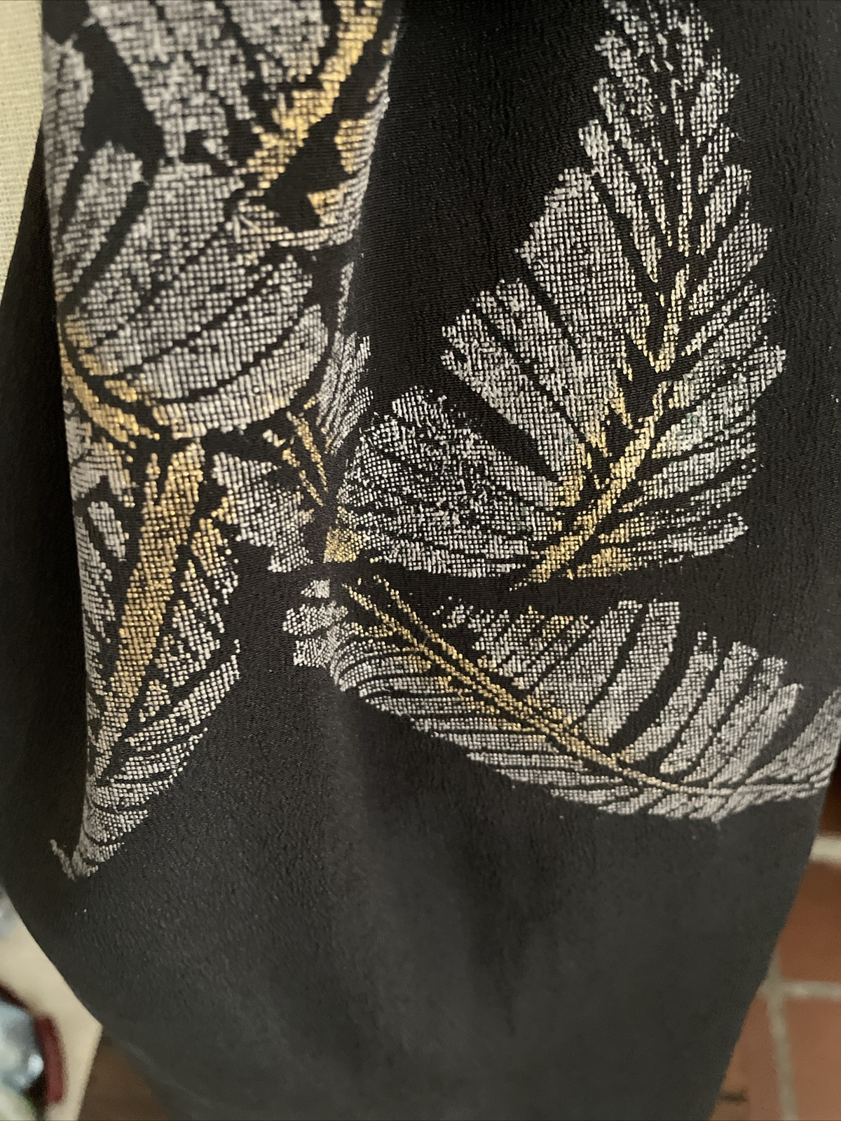 Reversible Patchwork  Silk Black/White Scarf SHAW… - image 5