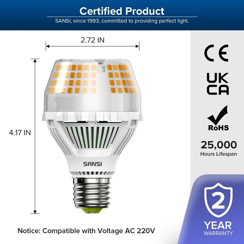 LED Leuchte LED Leuchtmittel Lampe 4000lm A19 E27 Warmweiß GLS Birne CE 25W*2 - Bild 2 von 4