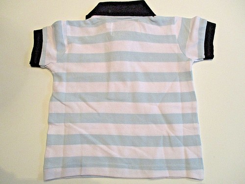 Lourdes Chic Shirt Sz. 6 mos. Boy's Polo Collared Top Blue White Striped NWT - Picture 3 of 4