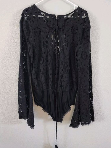 Free People-Intimately FP Babes N Bandeau's Black Long Sleeve Bodysuit- Large - 第 3/12 張圖片