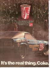 1970 Coca Cola Vintage Magazine Ad   It's The Real Thing. Coke   Auto Racing