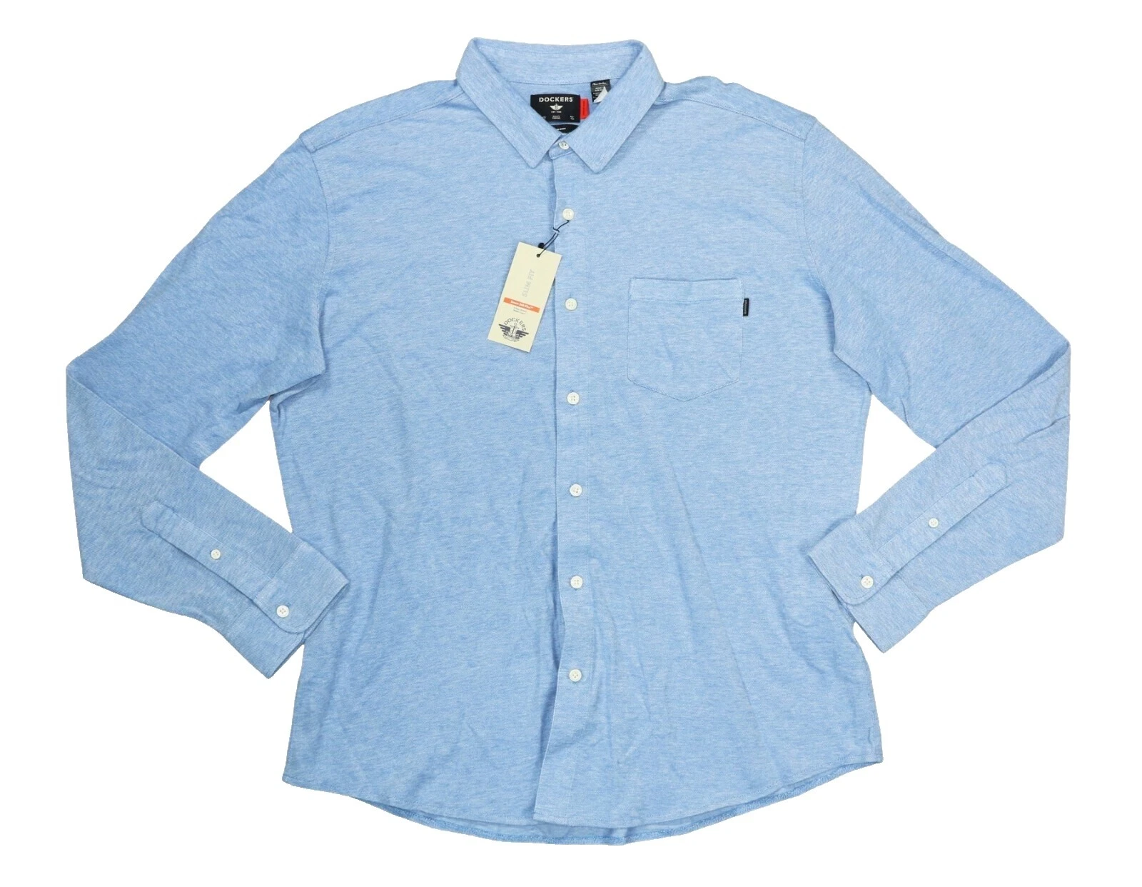 DOCKERS Solid Long Sleeve Casual Button-Down Shirts for Men