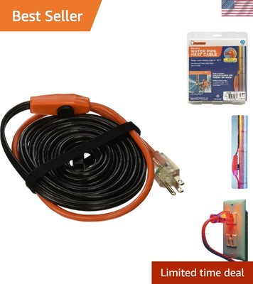 24ft Black Electric Heat Heating Cables with Built-in Thermostat for Easy Setup