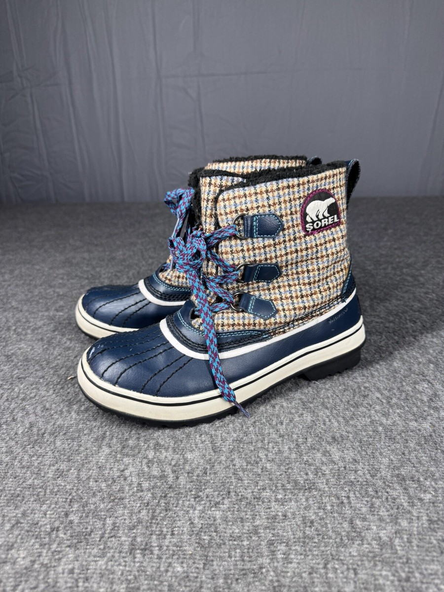 Sorel Tivoli Boots Womens Size Brown Blue Plaid