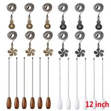 Ceiling Fan Pull Chain Extension Beaded Ball Wooden/Metal Pendant Light Lamp 12"