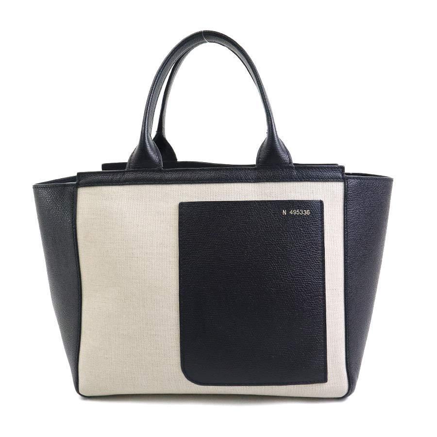 【Valextra】 Borsa Shopping Mini Canvas Valextra Authentic Handbag Shopping Bag Mini Canvas Leather