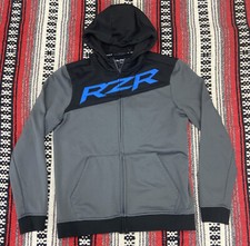 Polaris RZR Hoodie Adult Size M Full Zip Hooded Sweatshirt Tech Dry Gray Black