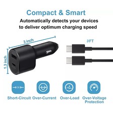 SS 45W Dual Car Charger with Cable Super Fast Charging Type-C-/s22/s23-