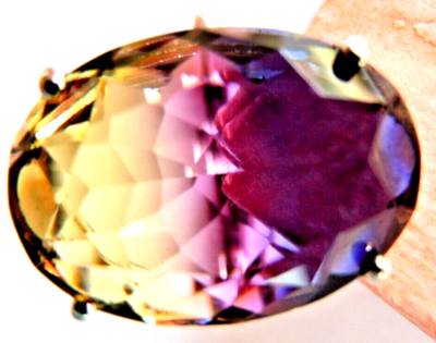 Bague En Argent Massif Avec Amétrine 23x19x6mm - Taille Réglable 52-59