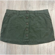 Abercrombie  Fitch Olive Green Mini Skirt Button Front Utility Pockets sz 6 Y2K