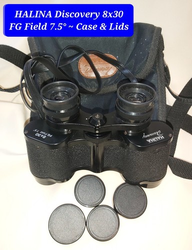 HALINA Discovery 8x30 Binoculars+ Lids +Soft Case & Straps Wide Angle F=7.5° VGC - Picture 15 of 23
