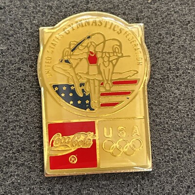 Coca-Cola OLYMPIC GAMES Sponsor Pinback Pin US GYMNASTICS FEDERATION K015