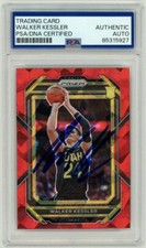 Walker Kessler Signed 2022 Prizm Basketball Red Cracked Ice Rookie Card PSA/DNA