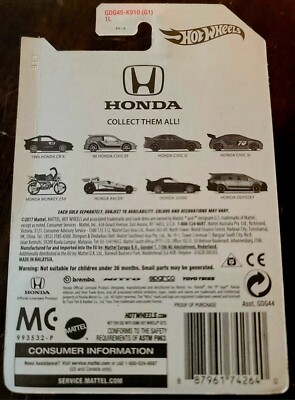 Hot Wheels 2018 Honda Anniversary Series 1985 Honda CR-X Black #1