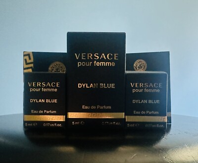 Versace Dylan Blue Pour Femme EDP 0.17oz 5ml Mini Fragrance x 3 NIB Sample x 2