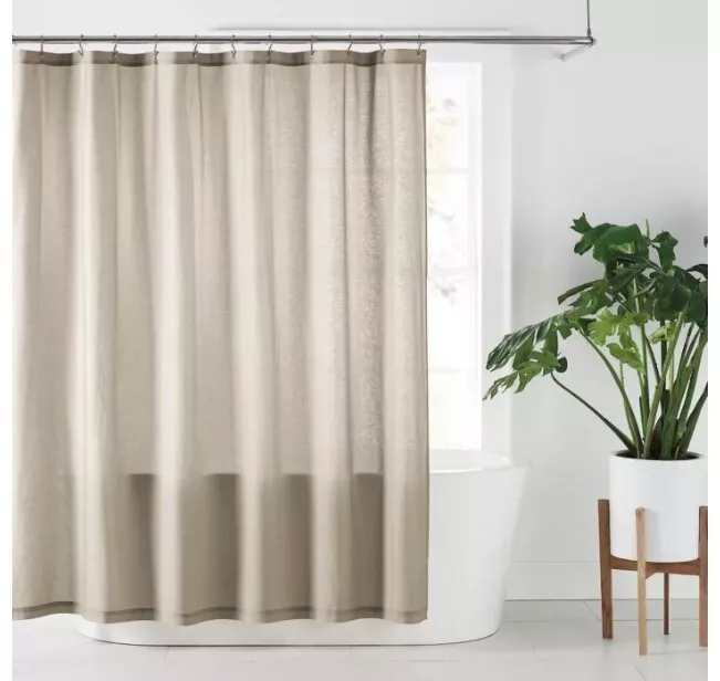Nestwell 72 Inch x 72 Inch Solid Hemp Shower Curtain in Dove Tan