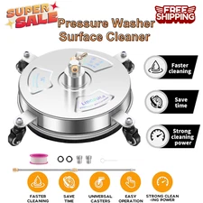 14in Pressure Washer Surface Cleaner with 4 Wheels, Stainless Steel for Concrete