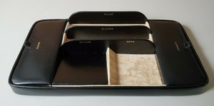 Vintage Leather Nightstand Organizer Tray Dresser Top Caddy Scully And Scully Ny Ebay