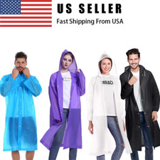 Unisex Adult Raincoat Waterproof Rain Coat Hooded Jacket Poncho Rainwear Camping