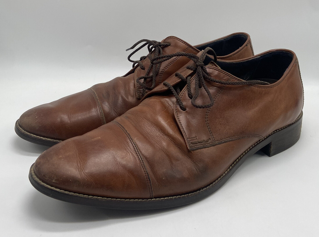 SAOLA Oxford Cole Haan uomo Lenox Hill Grand.OS pelle marrone punta cappuccio C11632 US 11M
