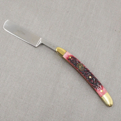 Steel Warrior Cutlery Little Razor Folding SW-148RWJ Red Walnut JIgged Bone