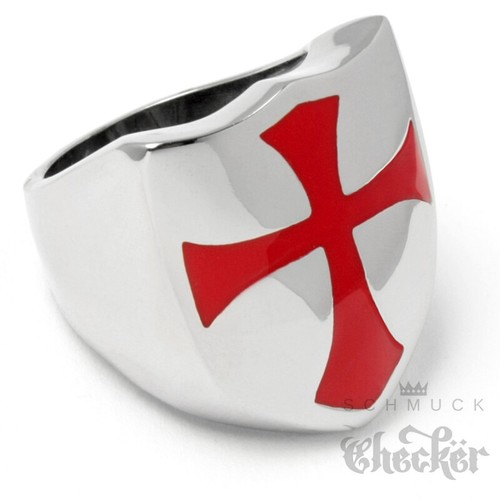 Templer Ring Kreuzritter Siegelring Rotes Tatzenkreuz Kreuz Edelstahl Hochwertig - Bild 29 von 36