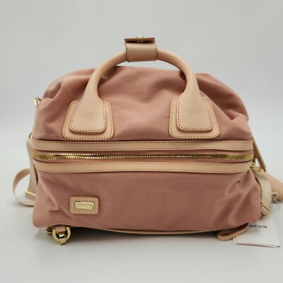Caraa Studio Blush Pink Nylon w/ Leather Trim Convertible Bag Backpack 
