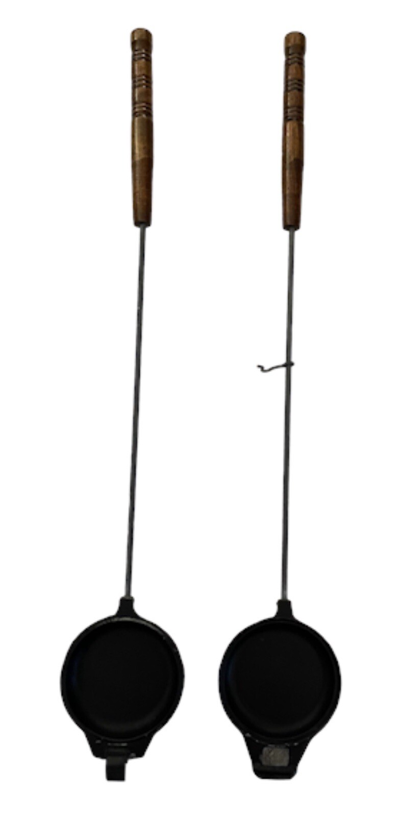 Vintage Rome's Original Round Pie Iron Camping Sandwich Cooker 28" Wood Handles eBay