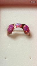  244B- Handcrafted Size 9.5 Copper Ring with 1-6x4mm, 2-8x6mm Lab Created Opals
