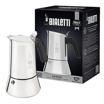 Stovetop Espresso Maker 10 Cups 15.5oz Induction Stainless Steel Silver Bialetti