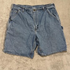 Vintage Carhartt Denim Shorts Mens 38 Blue Carpenter Work Utility Pockets