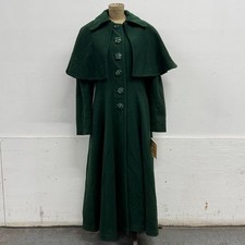 Vintage Edwardian Revival Forest Green Wool Inverness Cape Coat