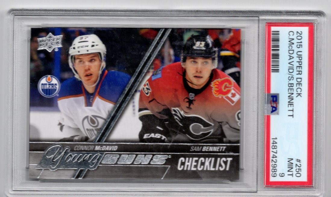 2015-16 Upper Deck Young Guns Checklist Connor McDavid Sam Bennett #250 PSA 9