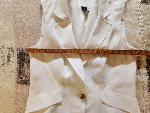White House Black Market White Linen Blend Collared Coat Vest Sleeveless Size 8 - Picture 7 of 9